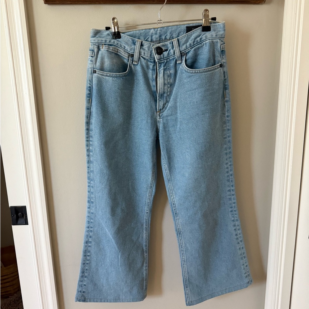 rag & bone Justine trouser, wide leg culotte jeans, light wash. Cropped.